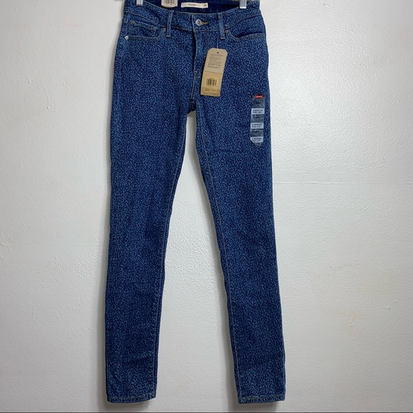 LEVIS 711 Sculpt Mini Leopard Cheetah Print Skinny Jeans 26 - Picture 1 of 6